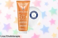Leche protectora Vichy Capital Soleil SPF50+ para pieles sensibles a precio regalado, ¡haz que tu piel brille y cuídala del sol antes de que se agote!