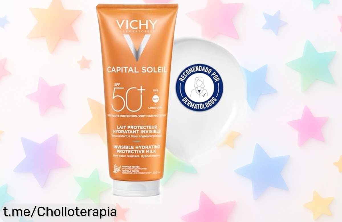 Leche protectora Vichy Capital Soleil SPF50+ para pieles sensibles a precio regalado, ¡haz que tu piel brille y cuídala del sol antes de que se agote!