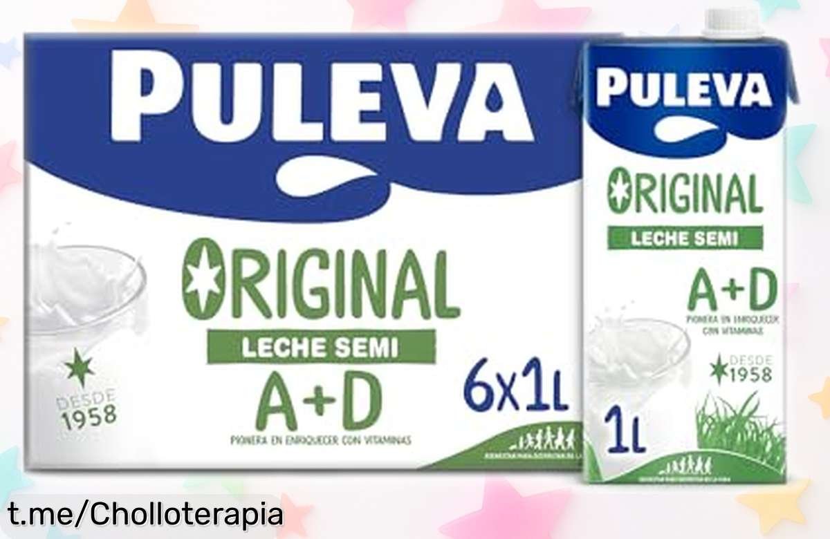 Leche semidesnatada Puleva Original en pack de 6 briks, ¡ofertón irresistible para tus huesos fuertes y tu salud! Aprovecha este chollo antes que se agote.