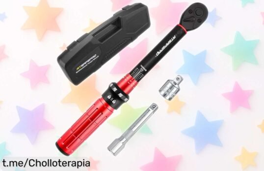 Llave dinamométrica Atsafepro 3/8'' con aviso sonoro y vibración, ¡chollazo que cuida tus bicis y motos! Aprovecha este ofertón de precio rebajado antes de que desaparezca.