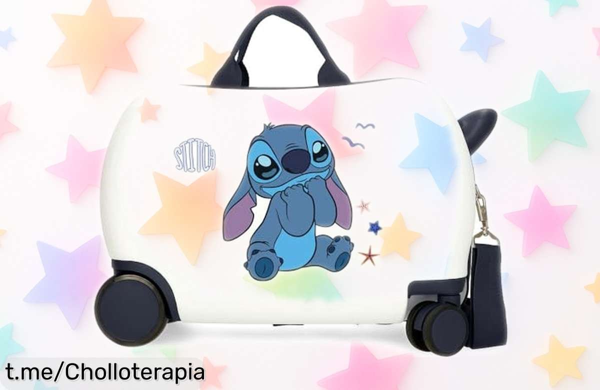Maleta infantil Disney Stitch ultra ligera y resistente, un super chollo para viajar cómodamente que no te puedes perder: ¡aprovecha este ofertón ya!