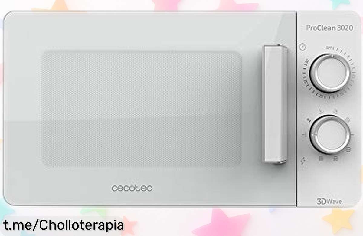 Microondas Cecotec ProClean 3020, 20 litros de comodidad en tu cocina a precio loco. Aprovecha este chollo único y disfruta cocinando sin complicaciones hoy mismo.