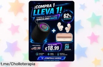 Mini altavoz portátil Oraolo Bluetooth 5.4 con sonido potente y luces impresionantes, ¡lleva fiesta a cualquier lugar! Auriculares de regalo si lo compras hoy mismo, no te lo pierdas.