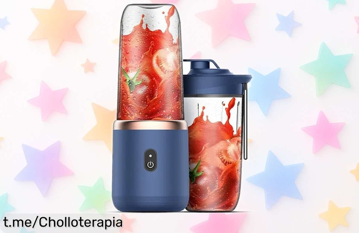 Mini batidora portátil para zumos con 6 cuchillas y carga USB: exprime fruta a tu manera, ¡un ofertón que necesitas ahora mismo!