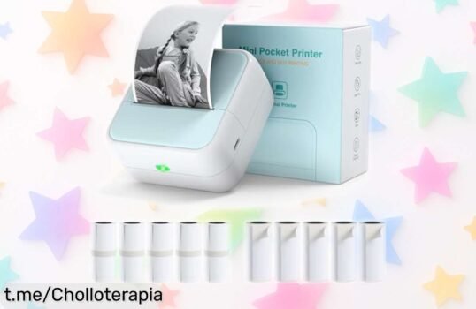 Mini impresora portátil Bisofice que imprime tus mejores momentos en un chollo increíble; llévala siempre contigo y captura la alegría al instante. ¡No dejes pasar esta oferta!