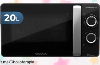 Mini microondas Cecotec ProClean 3050 de 20 litros en oferta, cocina al instante y se limpia solo, llévatelo ya antes que vuelvan a subirlo. ¡No te quedes sin este chollo!