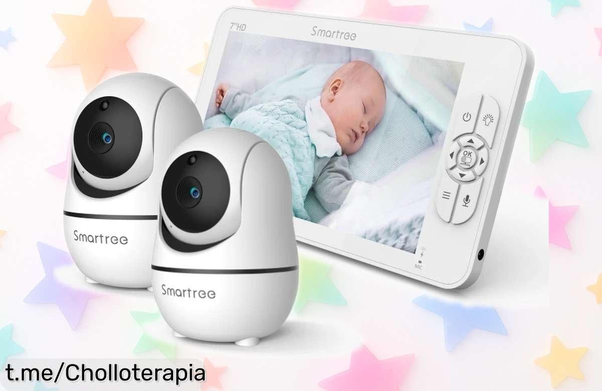 Monitor de vídeo para bebés SM70V2 con pantalla HD de 7” y dos cámaras: ¡descuentazo imperdible para cuidar a tus peques sin enredos! No esperes más, vive tranquilo ahora.