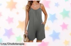 Mono corto Niwicee de pierna ancha con cuello en V: ¡luzca fabulosa y bohemia por un precio regalado! No deje pasar esta oferta única que hará brillar su estilo.
