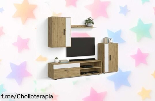 Mueble modular de salón Duehome modelo Lunet 190 con diseño moderno y resistente a un precio espectacular, ¡aprovecha este tremendo chollo para renovar tu sala ya!