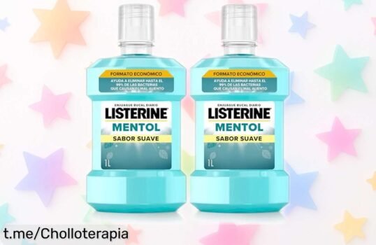 Pack 2 botellas de Listerine Mentol Sabor Suave a precio de escándalo, ¡protege tus encías y disfruta del frescor todo el día! No te lo pierdas, tu sonrisa lo agradecerá.