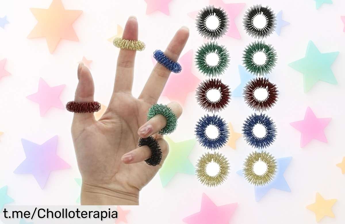 Pack de 10 anillos antiestrés ZENO Spiky para relajar tus dedos y combatir el estrés; precios a la baja, ¡no te quedes sin los tuyos y siente la tranquilidad en tus manos!
