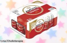 Pack de 12 latas de Amstel fresquitas y suaves, ¡un ofertón imperdible para que tus quedadas sean inolvidables! Asegura tu diversión y llena la nevera ahora mismo.