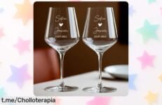 Pack de 2 copas personalizadas con corazón y nombres: ¡el detalle ideal para celebrar el amor! No te pierdas esta oferta exclusiva, regala recuerdos inolvidables.