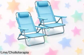 Pack de 2 sillas de playa plegables con reposacabezas para disfrutar al máximo del sol, ¡no te pierdas este descuentazo que no vuelves a ver!