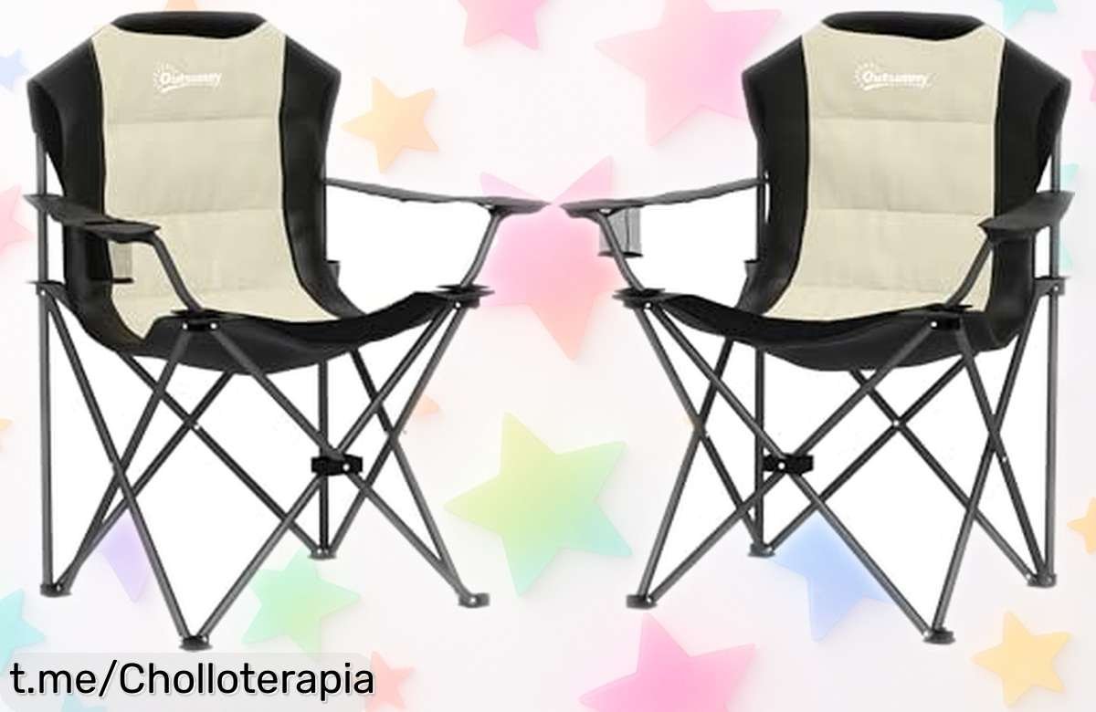 Pack de 2 sillas plegables Outsunny a precio loco: ideal para camping o tu terraza, ¡no te quedes sin ellas y disfruta al aire libre ya!