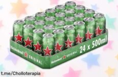 Pack de 24 latas de Heineken 50cl, la cerveza que hará brillar tus momentos con amigos a un precio increíblemente bajo ¡No te lo pierdas!