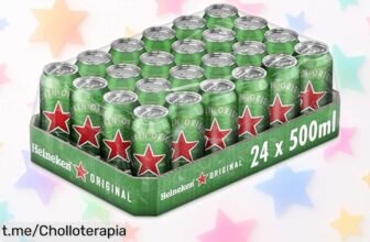 Pack de 24 latas de Heineken 50cl, la cerveza que hará brillar tus momentos con amigos a un precio increíblemente bajo ¡No te lo pierdas!