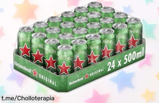 Pack de 24 latas de Heineken 50cl, la cerveza que hará brillar tus momentos con amigos a un precio increíblemente bajo ¡No te lo pierdas!