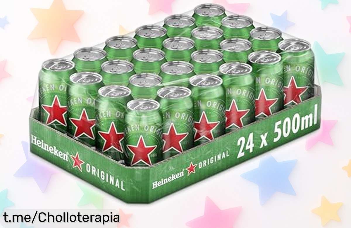 Pack de 24 latas de Heineken 50cl, la cerveza que hará brillar tus momentos con amigos a un precio increíblemente bajo ¡No te lo pierdas!