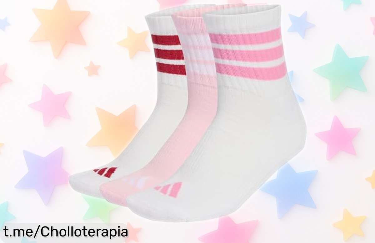 Pack de 3 pares de calcetines Adidas con las 3 rayas a un precio increíble, no te quedes sin ellos y añade estilo a tu día a día ¡Aprovecha esta oferta antes que se acabe!