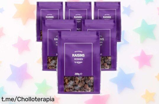 Pack de 6 bolsas de uvas pasas by Amazon, un ofertón que te hará picar sano y fácil. No dejes pasar esta locura por deliciosos momentos en cada bocado. ¡Consígelas ya!