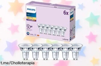 Pack de 6 bombillas foco Philips GU10, ambiente cálido que cuida tus ojos a un precio regalado: ¡no dejes pasar esta increíble oportunidad!