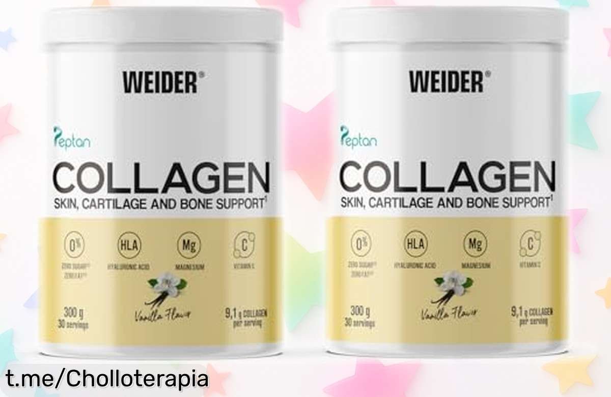 Pack duo de colágeno Weider con ácido hialurónico y magnesio al precio más bajo: ¡cuidar tu piel, cabello y huesos nunca fue tan delicioso! Aprovecha este super chollo.