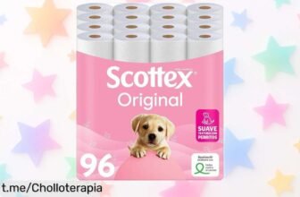 Pack familiar de Scottex Original con 96 rollos: suavidad y resistencia a un precio de escándalo que no se repite, ¡hazte con él hoy y asegura la comodidad para toda tu familia!
