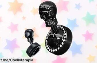Palanca de arranque con botón Punk y calavera metálica para coches: transforma tu volante al instante por un precio de escándalo, ¡no te lo pierdas!