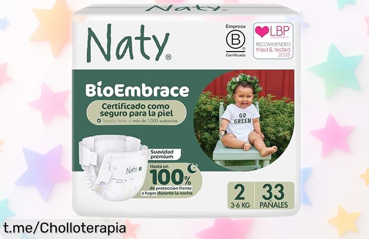 Pañales Naty BioEmbrace para recién nacido, super chollo de 33 unidades que cuidan la piel sensible y absorben hasta 12 horas. ¡Aprovecha esta oportunidad única ya!