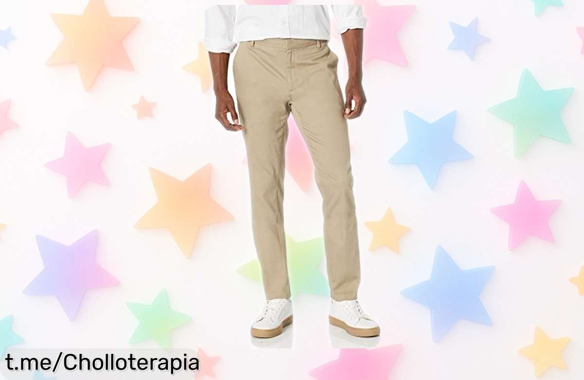 Pantalón chino slim Amazon Essentials a precio loco: ¡no se arruga, es súper práctico y te hará lucir genial en cualquier ocasión! No dejes pasar esta oportunidad única.