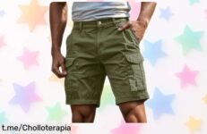 Pantalones cortos cargo para hombre con bolsillos a precio loco, ideales para trabajar o salir de marcha. ¡No dejes pasar este chollazo que no se repetirá!
