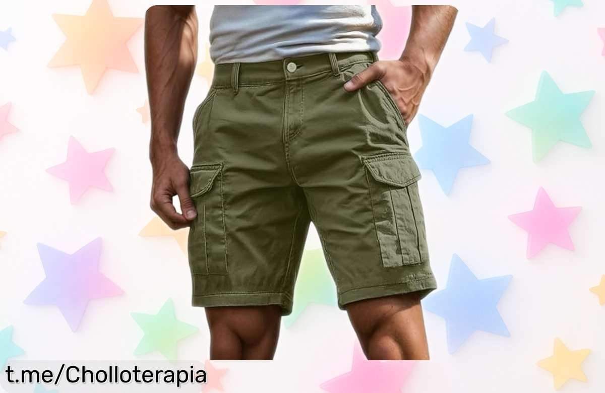 Pantalones cortos cargo para hombre con bolsillos a precio loco, ideales para trabajar o salir de marcha. ¡No dejes pasar este chollazo que no se repetirá!
