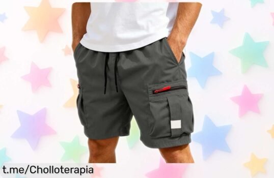 Pantalones cortos cargo para hombre con bolsillos, diseño sporty y precio regalado si añades 2 a la cesta ¡No dejes pasar esta oportunidad única de equiparte!