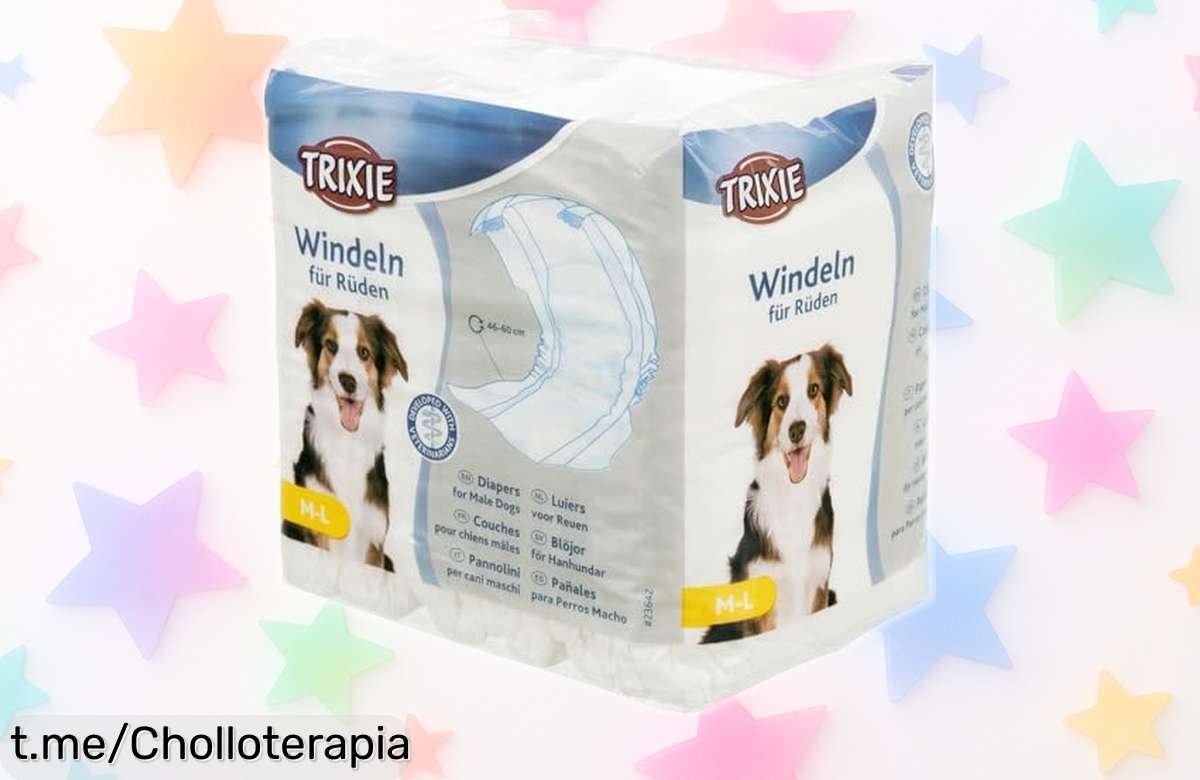 Paquete de 12 pañales para perros Trixie a precio loco: absorción rápida y ajuste perfecto, olvídate del lío y disfruta más con tu peludo amigo. ¡No te quedes sin ellos!
