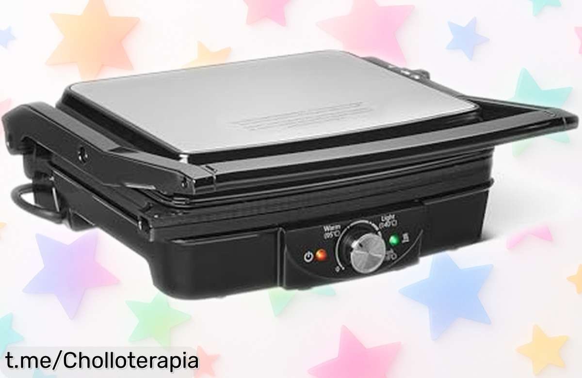 Parrilla eléctrica de contacto Amazon Basics con apertura 180° a un precio de escándalo: ¡prepara tus comidas rápidas y deliciosas sin complicaciones, aprovecha esta oferta única ahora!