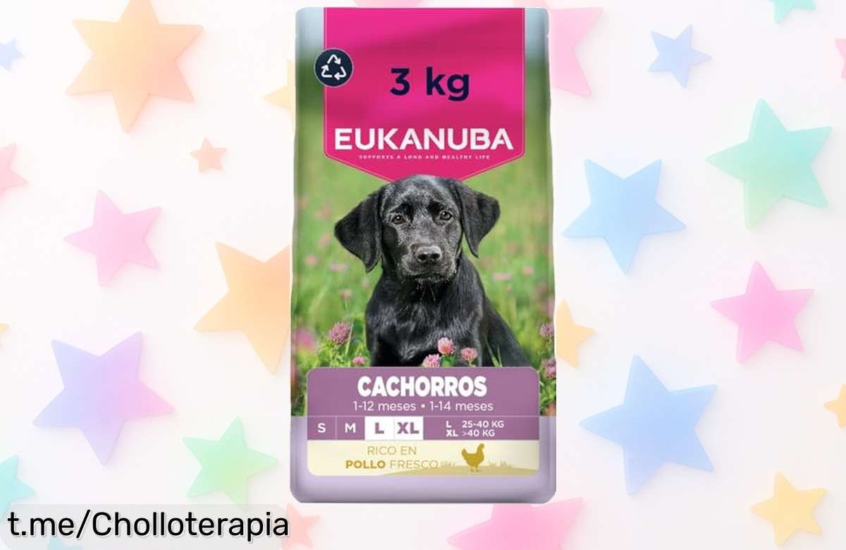 Pienso seco Eukanuba para cachorros de razas grandes: refuerza huesos y mejora el pelaje a un precio que no volverás a ver, cuida a tu mejor amigo desde pequeño ¡aprovéchalo ya!