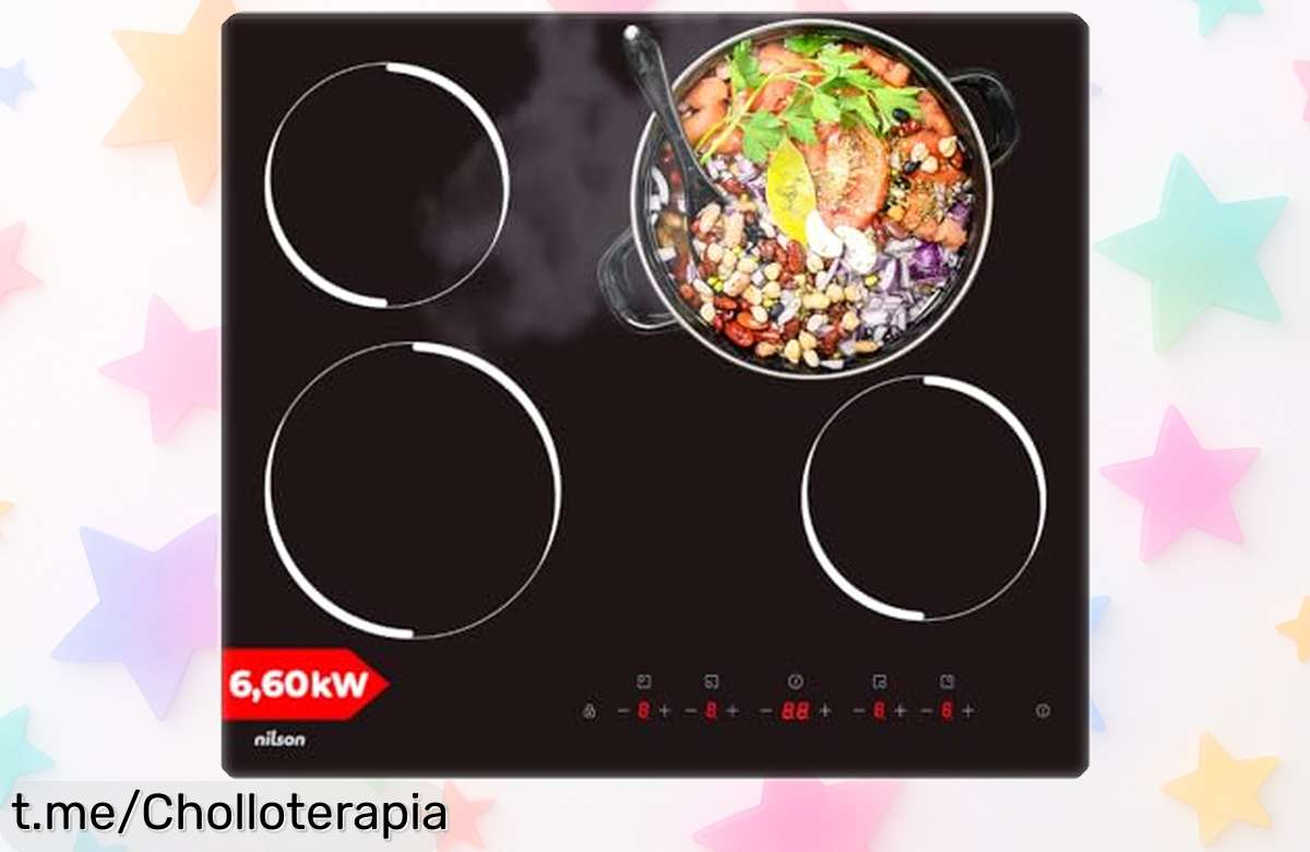Placa vitrocerámica Nilson NV4600 con 4 zonas y control táctil, ¡un ofertón a precio tirado que hará de tus comidas un festín seguro para todos!
