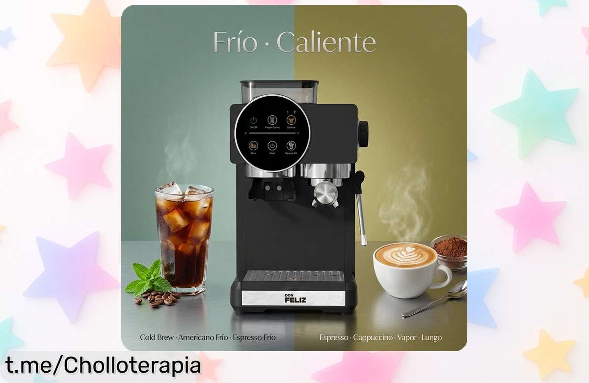 Potente máquina de café espresso con molinillo y espumador: ¡café de bar en casa a precio de risa! No te quedes sin el tuyo.