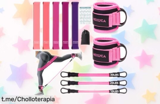 Potente set de 12 bandas elásticas con tobillera para entrenar todo tu cuerpo a precio loco; ¡ponte en forma sin complicaciones y aprovecha esta oportunidad que vuela!