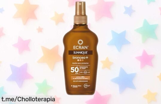 Protege tu piel y ponte moreno rápidamente con el aceite solar Ecran Sunnique FPS 50, ¡un precio de escándalo que no puedes dejar escapar mientras disfrutas del sol!