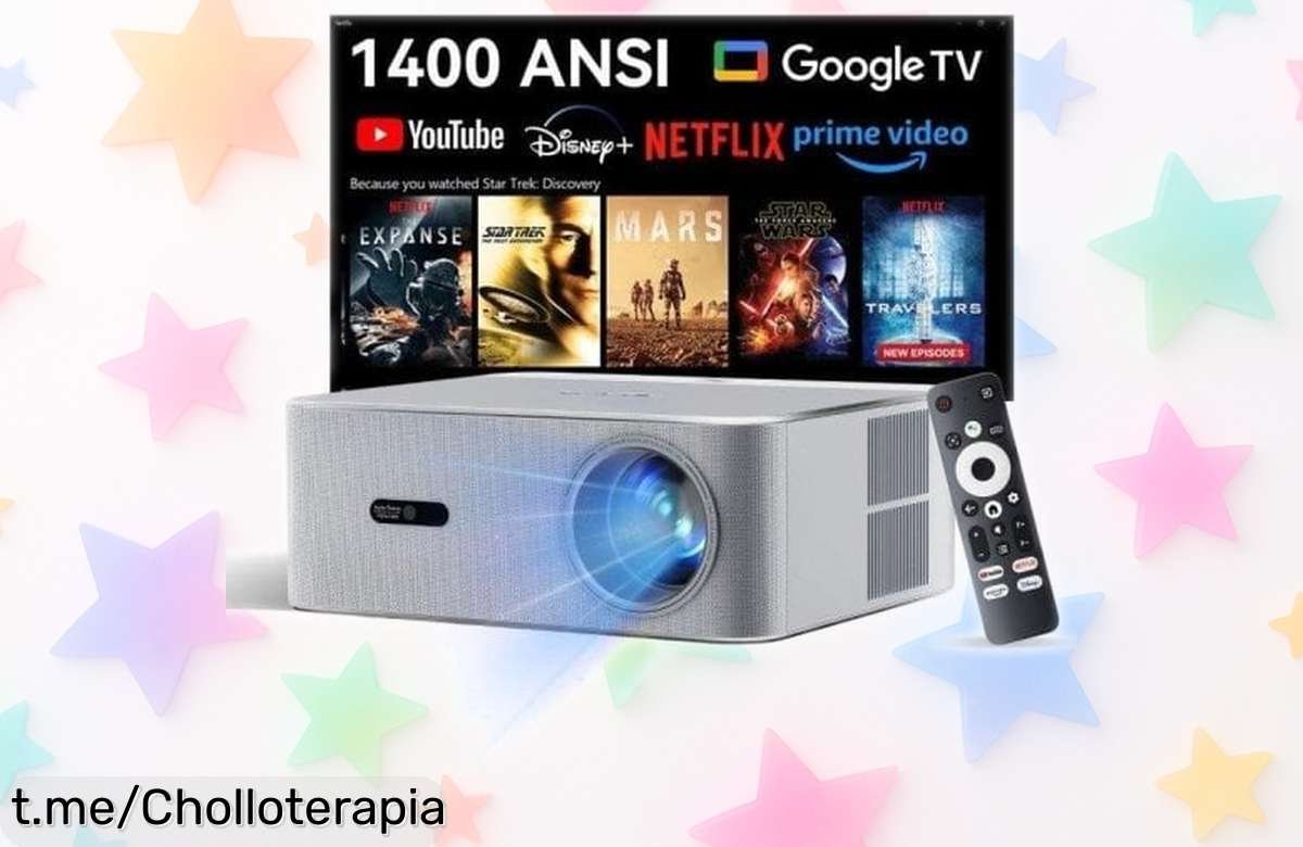 Proyector FullHD OSCAL PV800 Pro: ¡Cine en casa a lo grande y con Google TV! Aprovecha este precio increíble para disfrutar tus series favoritas como nunca.