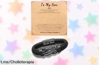 Pulsera de cuero grabada para hombre que demuestra amor por tu hijo, un detallazo a precio loco que hará brillar sus ojos y te recordará siempre lo especial que es.