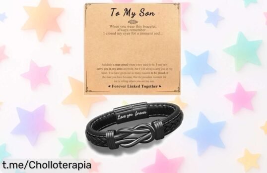 Pulsera de cuero grabada para hombre que demuestra amor por tu hijo, un detallazo a precio loco que hará brillar sus ojos y te recordará siempre lo especial que es.