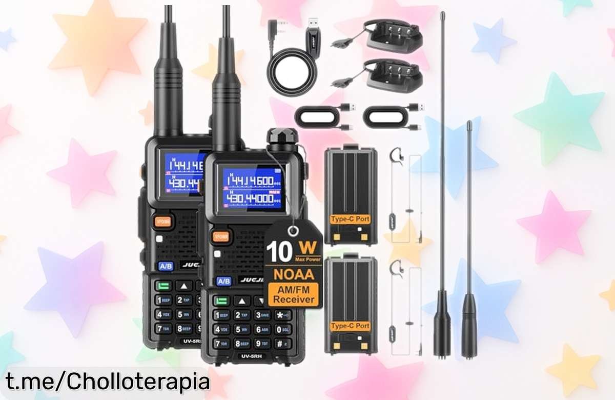 Radios walkie talkie JUCJET 5RH, ¡ofertón imperdible! Comunica a hasta 5 km en cualquier aventura y hazlo fácil. No dejes pasar esta oportunidad que hará tus salidas inolvidables.