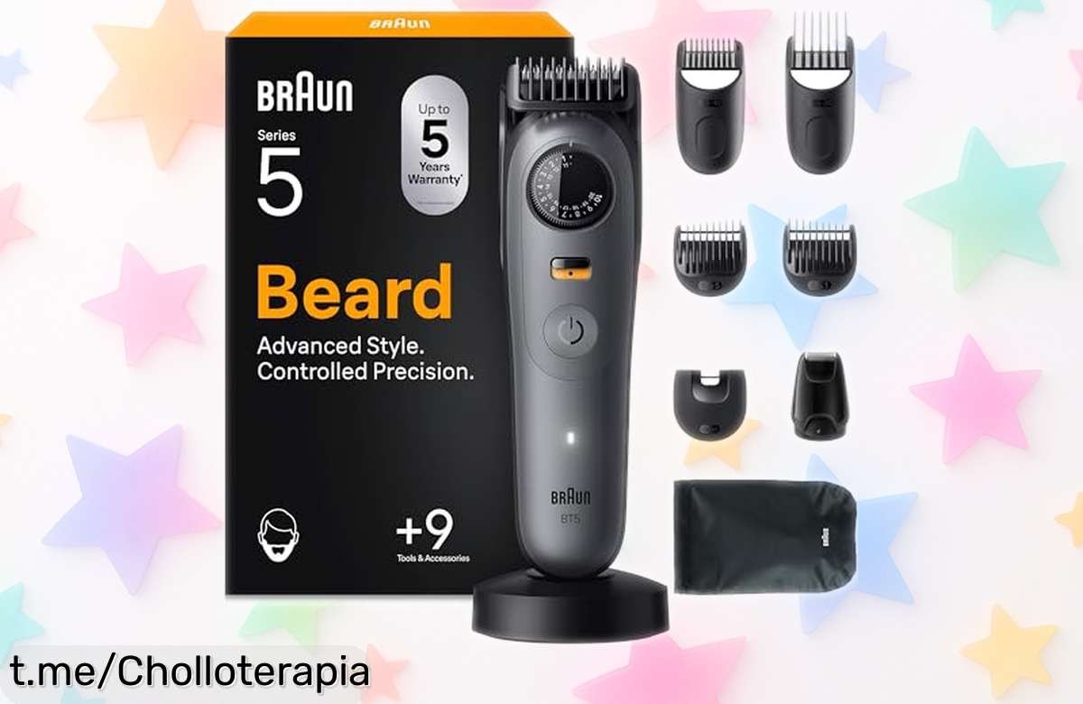 Recortadora de barba Braun Series 5 BT5565, ¡super chollo con batería duradera y 40 ajustes para que luzcas impecable sin complicaciones! No lo dejes pasar, es el momento.