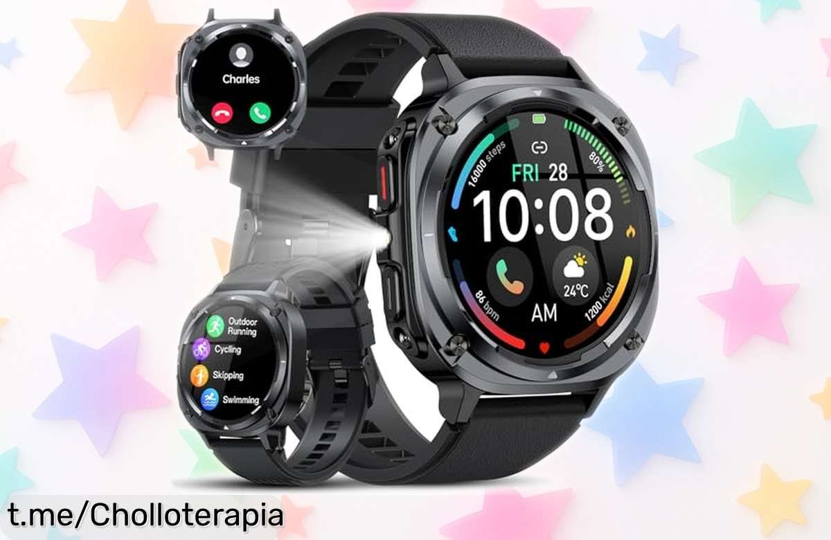 Reloj inteligente tipo militar para hombre con súper chollo: llama por Bluetooth, monitoriza tu salud y aguanta un mes ¡No dejes pasar esta oportunidad!