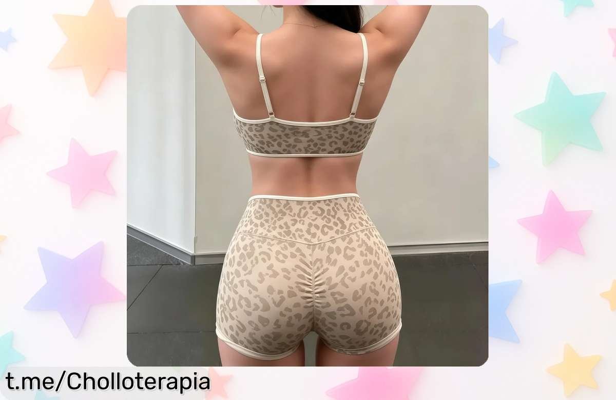 Set de deporte para mujer Histello, sujetador y shorts leopardo elásticos a precio de risa. ¡No pierdas la oportunidad de moverte con estilo y libertad!