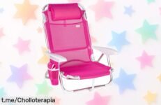 Silla de playa plegable con respaldo multiposición y acolchado, un ofertón que te hará disfrutar del sol sin preocupaciones ¡No dejes pasar esta oportunidad única!