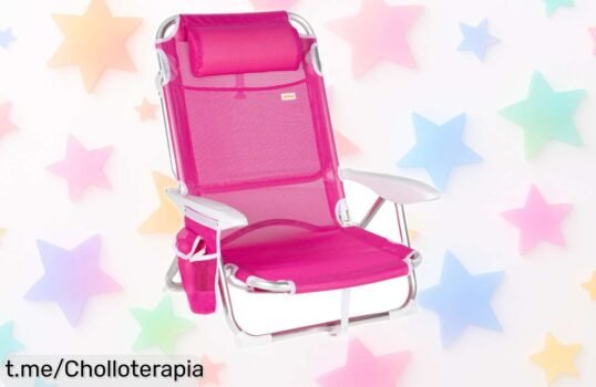 Silla de playa plegable con respaldo multiposición y acolchado, un ofertón que te hará disfrutar del sol sin preocupaciones ¡No dejes pasar esta oportunidad única!